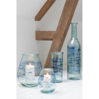 Vaso de vidro azul 29x29x35,5 cm