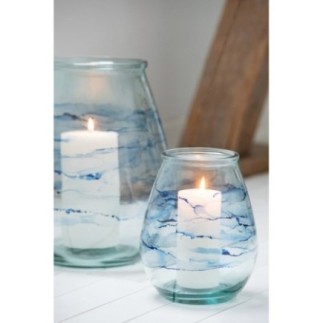 Vaso de vidro azul 29x29x35,5 cm
