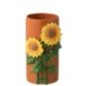 Vaso de cerâmica amarelo e castanho, 16,5 x 29,5 x 16,5 cm Vaso de cerâmica amarelo e castanho, 16,5 x 29,5 x 16,5 cm