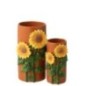 Vaso de cerâmica amarelo e castanho, 16,5 x 29,5 x 16,5 cm Vaso de cerâmica amarelo e castanho, 16,5 x 29,5 x 16,5 cm