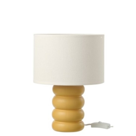 Lampe de table en lin jaune ocre 22x22x31 cm