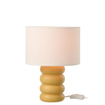 Lampe de table en lin jaune ocre 22x22x31 cm