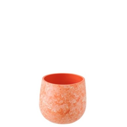 Cache-pot en céramique orange et blanc 16x16x14 cm