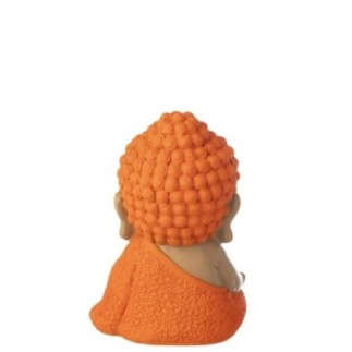 Monge zen em poliresina laranja, 20 x 16,5 x 19,5 cm