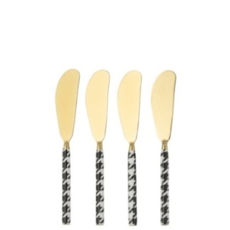 Conjunto de 4 facas para barrar em aço inoxidável dourado, 16 x 2 x 0,75 cm