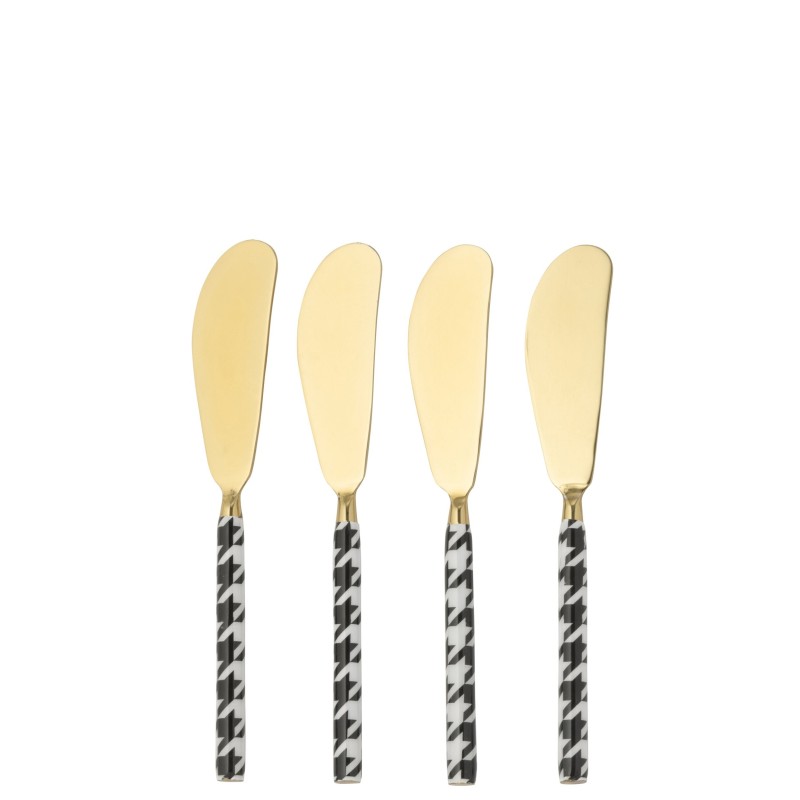 Set di 4 coltelli da spalmare in acciaio inossidabile dorato, 16x2x0,75 cm Set di 4 coltelli da spalmare in acciaio inossidabile dorato, 16x2x0,75 cm
