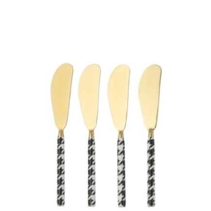 Coffret de 4 couteaux à tartiner en acier inoxydable doré 16x2x0,75 cm