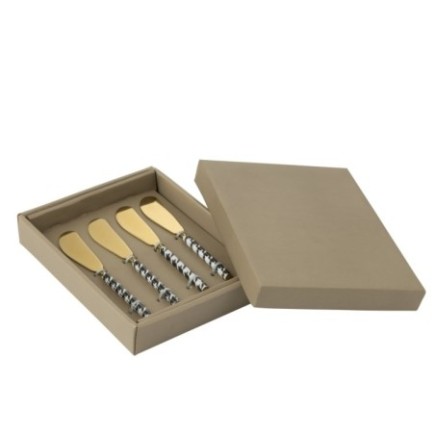 Set di 4 coltelli da spalmare in acciaio inossidabile dorato, 16x2x0,75 cm