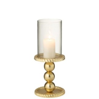Porte-bougie en aluminium doré 13x13x28 cm