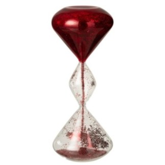 Sablier en verre rouge 12x12x27 cm
