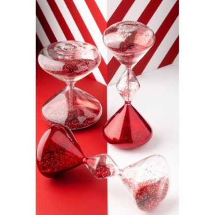 Sablier en verre rouge 12x12x27 cm