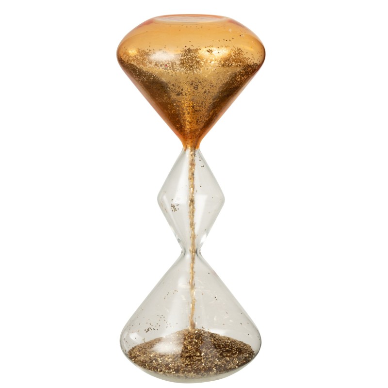 Reloj de arena de cristal dorado, 12 x 12 x 27 cm Reloj de arena de cristal dorado, 12 x 12 x 27 cm