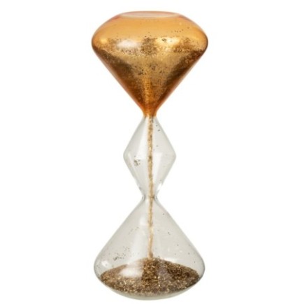 Sablier en verre doré 12x12x27 cm