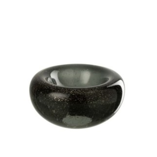 Taça decorativa de vidro preto, 26x26x13 cm
