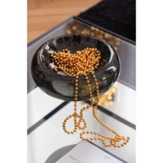 Taça decorativa de vidro preto, 26x26x13 cm