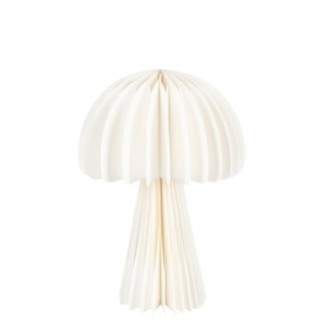 Lampe champignon en papier blanc cassé 28x28x40 cm