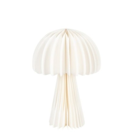 Lampe champignon en papier blanc cassé 28x28x40 cm