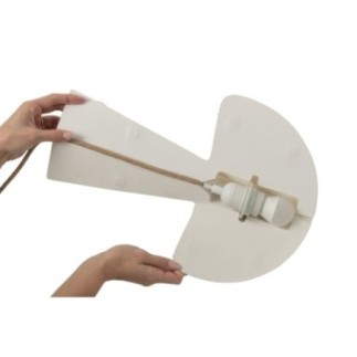Lámpara con forma de seta de papel blanco roto, 28 x 28 x 40 cm