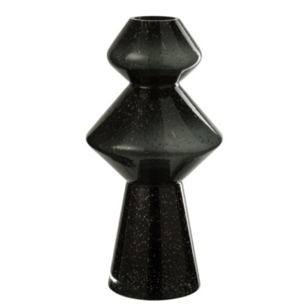 Jarrón de cristal negro de 17,5 x 17,5 x 35 cm