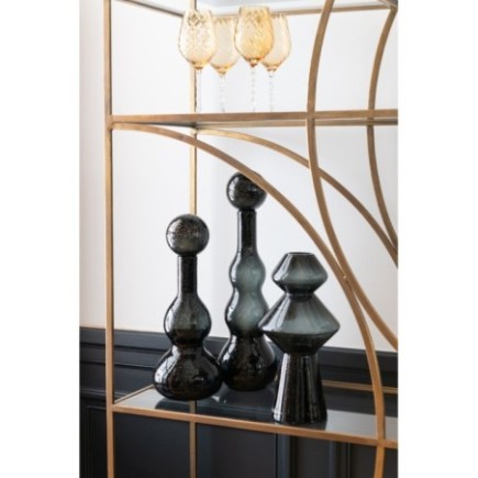 Vase en verre noir 17,5x17,5x35 cm