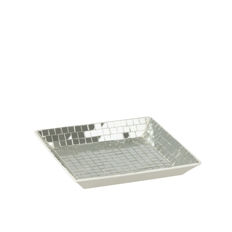 Bandeja decorativa em vidro prateado, 20 x 20 x 3 cm Bandeja decorativa em vidro prateado, 20 x 20 x 3 cm