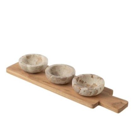 Set de condiments en marbre beige 445x120x5 cm