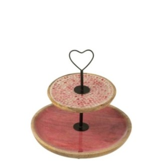 Expositor para pasteles de madera de mango rosa, 30 x 30 x 30 cm