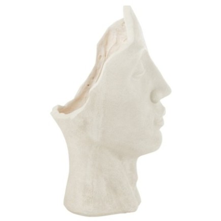 Maceta de arcilla blanca de 40,5 x 36 x 70 cm