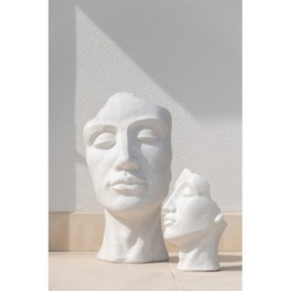 Maceta de arcilla blanca de 40,5 x 36 x 70 cm