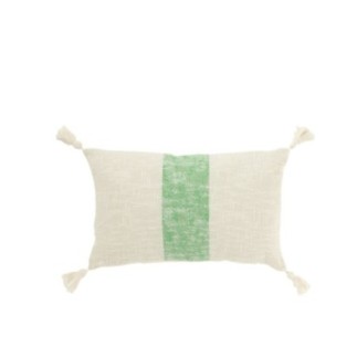 Cuscino rettangolare in cotone bianco e verde, 50x30x15 cm