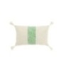 Cuscino rettangolare in cotone bianco e verde, 50x30x15 cm