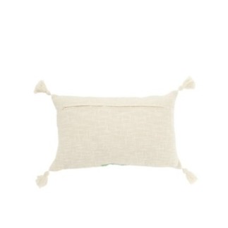 Coussin rectangulaire en coton blanc et vert 50x30x15 cm