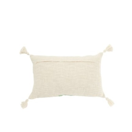 Almofada retangular em algodão branco e verde, 50 x 30 x 15 cm