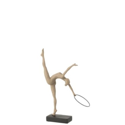 Cerchio da ginnastica in resina beige e nera, 22x10,5x36 cm