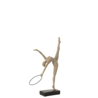 Aro de ginástica em resina bege e preta, 22 x 10,5 x 36 cm