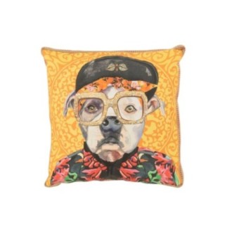 Coussin en lin et polyester multicolore 50x50x8 cm