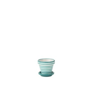 Vaso da fiori in ceramica color acquamarina e bianco, 17x15x17 cm
