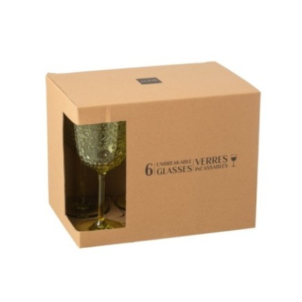 Copas de vino de plástico verdes, 20,5 x 8,9 cm