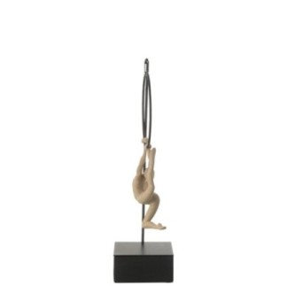 Aro de gimnasia de resina, en colores beige y negro, 17,5 x 48 x 13 cm