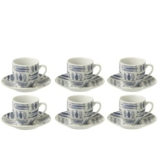 Tazze e piattini in ceramica blu scuro 5,1x3x5,5 cm