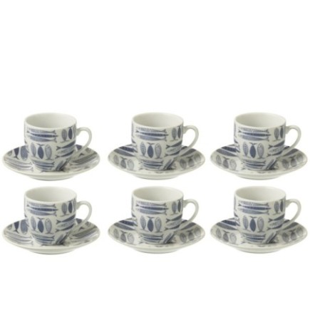 Tazas y platillos de cerámica azul oscuro, 5,1 x 3 x 5,5 cm