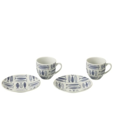 Tazas y platillos de cerámica azul oscuro, 5,1 x 3 x 5,5 cm