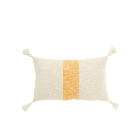 Cojín rectangular de algodón blanco y naranja, 50 x 30 x 15 cm
