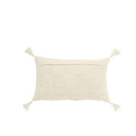 Coussin rectangulaire en coton blanc et orange 50x30x15 cm