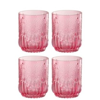 Vasos de cristal rosa de 7 x 7 x 9 cm