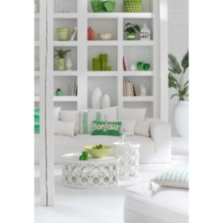 Coussin en coton vert et blanc 50x15x30 cm