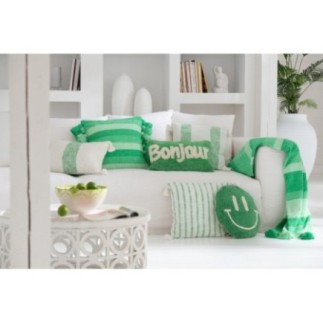 Cuscino in cotone verde e bianco 50x15x30 cm