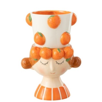 Vaso em dolomita laranja, 21 x 17,5 x 30,5 cm