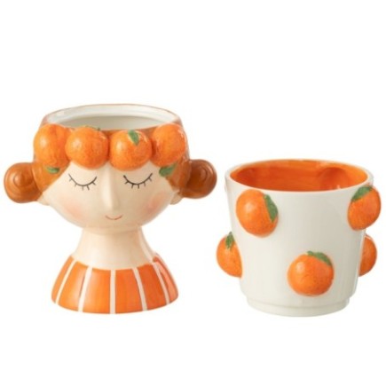 Vaso em dolomita laranja, 21 x 17,5 x 30,5 cm