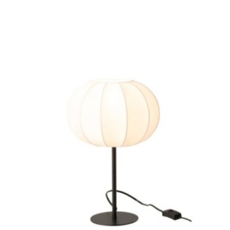 Lampada in metallo e tessuto, bianca, 25x25x38 cm